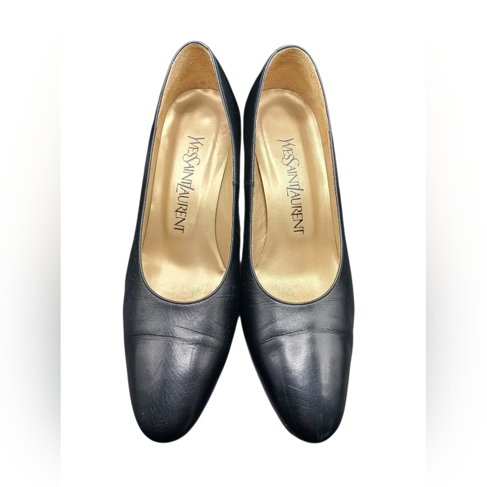 💣Yves Saint Laurent Black Leather Heels Size EU 34.5| US 5 | 3” Heel